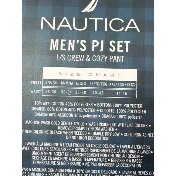 Nautica Sz M Men's PJ Set Navy/Red Multi Henley Cozy Pants - Picture 11 of 14